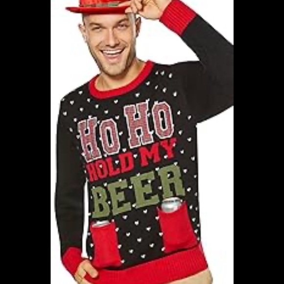Spencer’s Ugly Sweater Christmas Party Hold My Beer Knit Plus - Picture 2 of 9